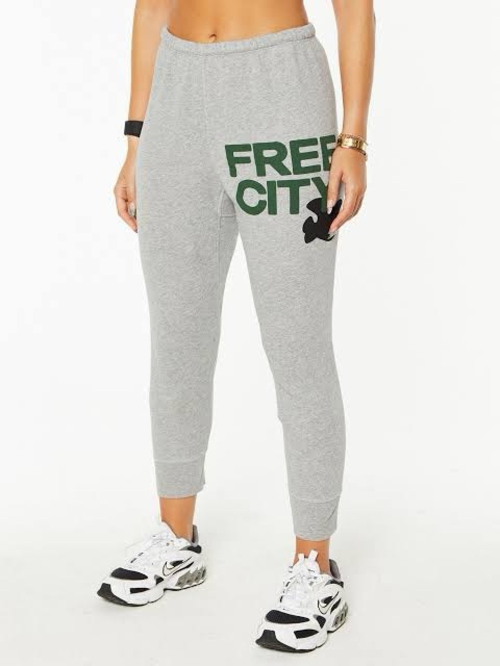 3/4 length Free City green and grey sweatpants size small